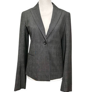 THEORY Andy Buckingham Gray Plaid Wool Blend Blazer Size 8